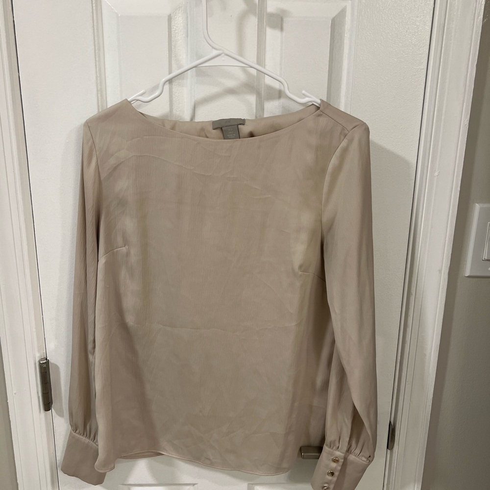 H&M Tan Cream Blouse with Relaxed Fit